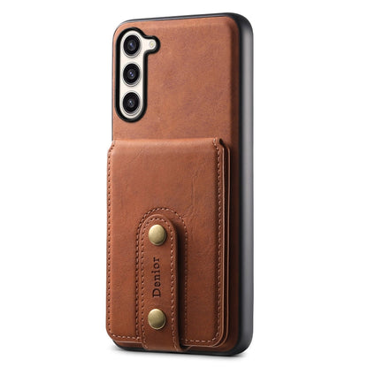 For Samsung Galaxy S23+ 5G Denior D14 NK Retro Pattern MagSafe Magnetic Card Holder Leather Phone Case(Brown)