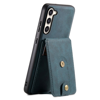 For Samsung Galaxy S23+ 5G Denior D14 NK Retro Pattern MagSafe Magnetic Card Holder Leather Phone Case(Blue)