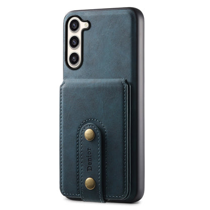 For Samsung Galaxy S23+ 5G Denior D14 NK Retro Pattern MagSafe Magnetic Card Holder Leather Phone Case(Blue)