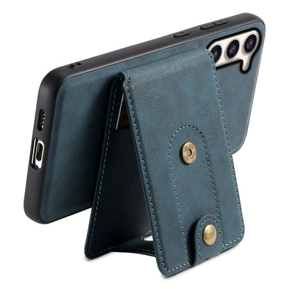 For Samsung Galaxy S23+ 5G Denior D14 NK Retro Pattern MagSafe Magnetic Card Holder Leather Phone Case(Blue)
