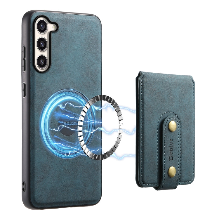 For Samsung Galaxy S23+ 5G Denior D14 NK Retro Pattern MagSafe Magnetic Card Holder Leather Phone Case(Blue)