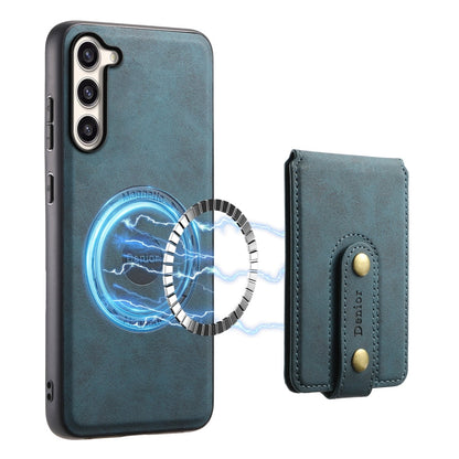 For Samsung Galaxy S23+ 5G Denior D14 NK Retro Pattern MagSafe Magnetic Card Holder Leather Phone Case(Blue)