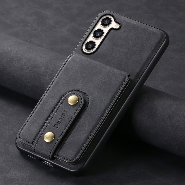 For Samsung Galaxy S23+ 5G Denior D14 NK Retro Pattern MagSafe Magnetic Card Holder Leather Phone Case(Black)