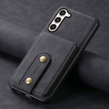 For Samsung Galaxy S23+ 5G Denior D14 NK Retro Pattern MagSafe Magnetic Card Holder Leather Phone Case(Black)