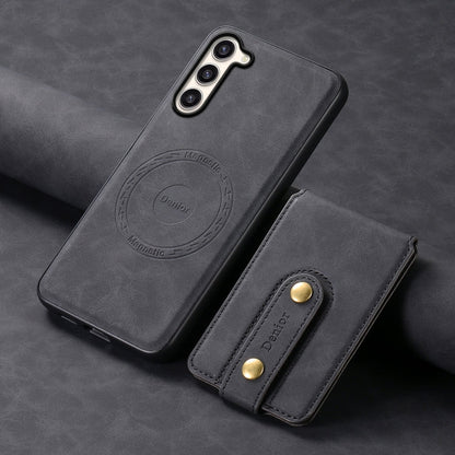 For Samsung Galaxy S23+ 5G Denior D14 NK Retro Pattern MagSafe Magnetic Card Holder Leather Phone Case(Black)