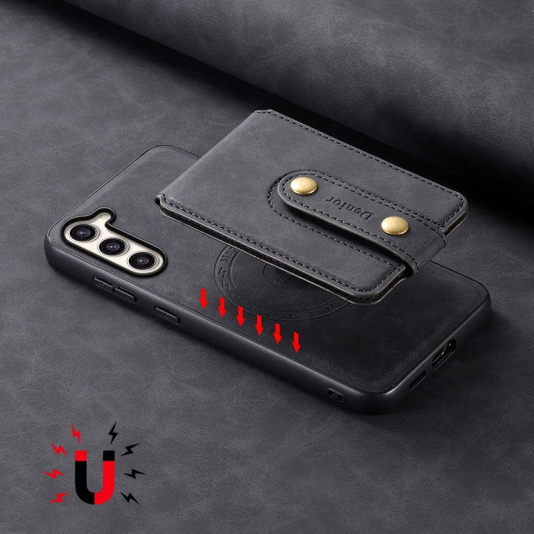 For Samsung Galaxy S23+ 5G Denior D14 NK Retro Pattern MagSafe Magnetic Card Holder Leather Phone Case(Black)