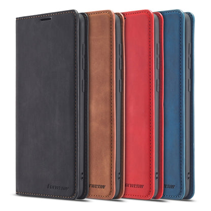 For Samsung Galaxy A21s Forwenw Dream Series Oil Edge Strong Magnetism Horizontal Flip Leather Case with Holder & Card Slots & Wallet & Photo Frame(Blue)