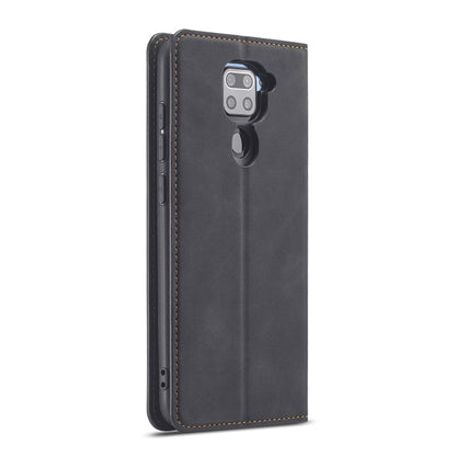 Pour Xiaomi Redmi Note 9 Forwenw Dream Series Étui en cuir à rabat horizontal avec bordure à l'huile, forte magnétisation, support, fentes pour cartes et porte-monnaie et cadre photo (noir)