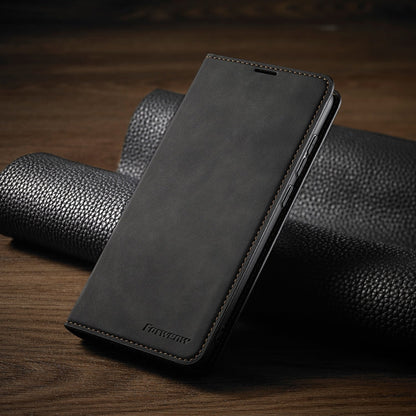 Pour Xiaomi Redmi Note 9 Forwenw Dream Series Étui en cuir à rabat horizontal avec bordure à l'huile, forte magnétisation, support, fentes pour cartes et porte-monnaie et cadre photo (noir)