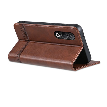 For OnePlus Nord CE4 AZNS Magnetic Calf Texture Flip Leather Phone Case(Dark Brown)