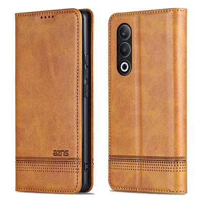 For OnePlus Nord CE4 AZNS Magnetic Calf Texture Flip Leather Phone Case(Light Brown)