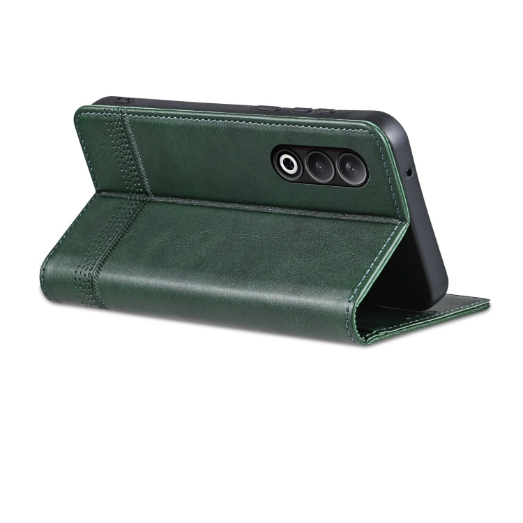 For OnePlus Nord CE4 AZNS Magnetic Calf Texture Flip Leather Phone Case(Dark Green)