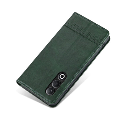 For OnePlus Nord CE4 AZNS Magnetic Calf Texture Flip Leather Phone Case(Dark Green)