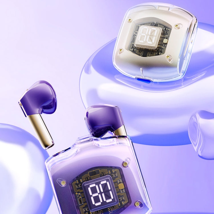 ROCK RAU0766 Bubble Transparent TWS Wireless Bluetooth Earphone with Lanyard(Purple)