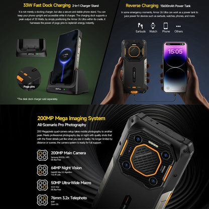 [HK Warehouse] Ulefone Armor 26 Ultra Rugged Phone, 12GB+512GB, 6.78 inch Android 13 MediaTek Dimensity 8020 Octa Core, Network: 5G, NFC(Black)