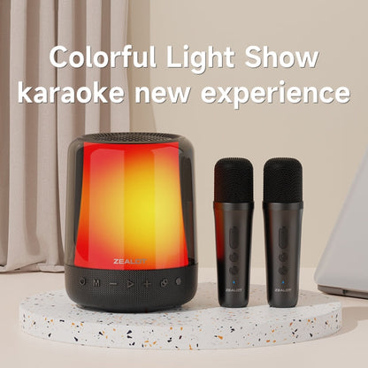 Zealot S66M RGB Rhythmic Light Karaoke Wireless Speaker, Style:Dual Mic(Black)
