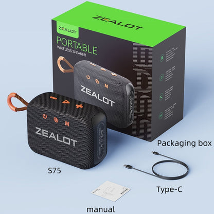 Zealot S75 Portable Outdoor IPX6 Waterproof Bluetooth Speaker(Grey)