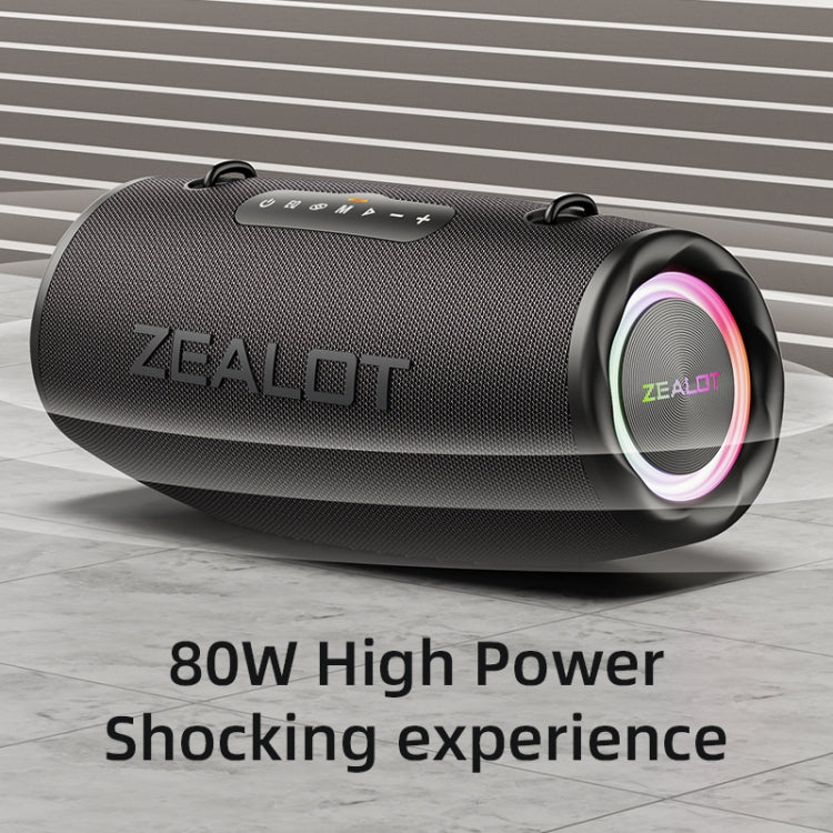 Zealot S87 80W Portable Outdoor Bluetooth Speaker with RGB Light(Grey)