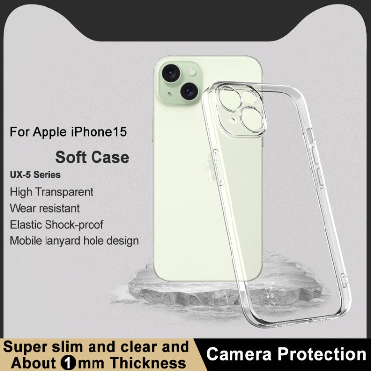 For iPhone 15 IMAK UX-5 Series Transparent TPU Phone Case(Transparent)