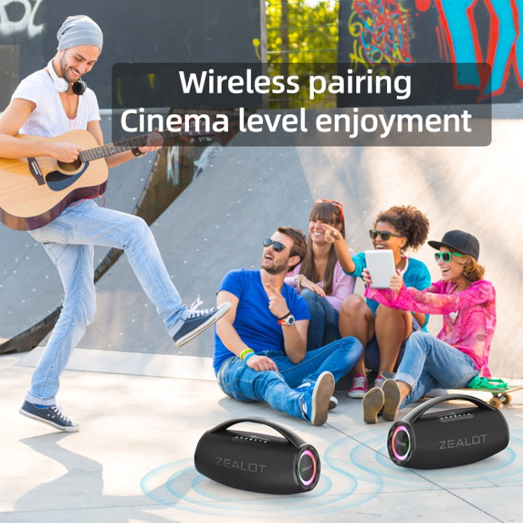 Zealot S97 80W Outdoor Portable RGB Light Bluetooth Speaker(Black)