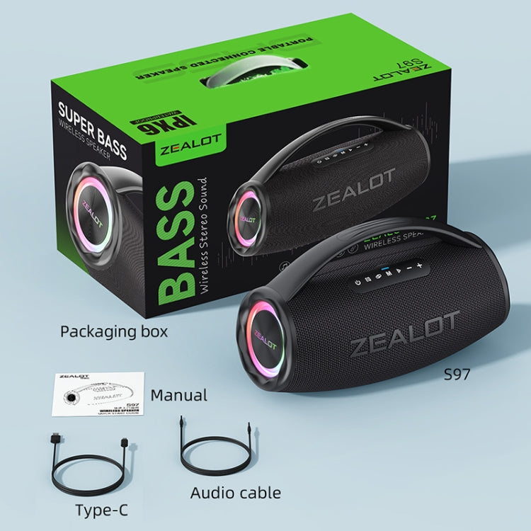 Zealot S97 80W Outdoor Portable RGB Light Bluetooth Speaker(Black)
