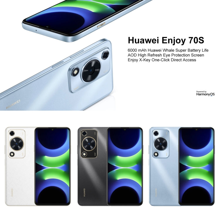 HUAWEI Enjoy 70S, 8GB+256GB, Side Fingerprint Identification, 6.75 inch HarmonyOS 4.2 Octa Core 2.4GHz, Network: 4G, Not Support Google Play(Black)