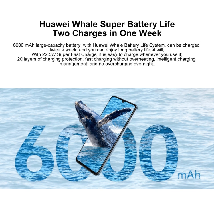 HUAWEI Enjoy 70S, 8GB+256GB, Side Fingerprint Identification, 6.75 inch HarmonyOS 4.2 Octa Core 2.4GHz, Network: 4G, Not Support Google Play(White)