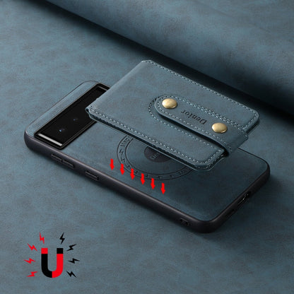 For Google Pixel 6 Denior D14 NK Retro Pattern MagSafe Magnetic Card Holder Leather Phone Case(Blue)
