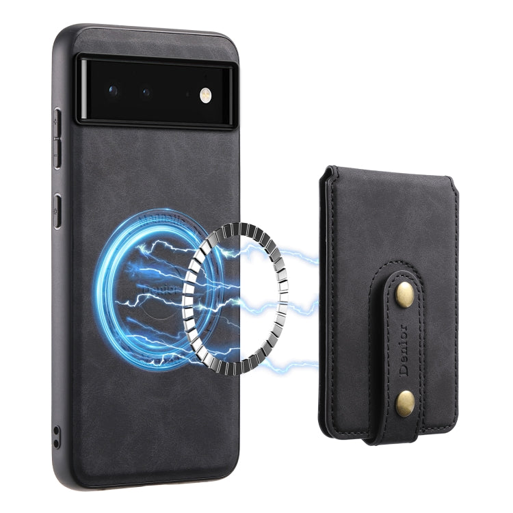 For Google Pixel 6 Denior D14 NK Retro Pattern MagSafe Magnetic Card Holder Leather Phone Case(Black)
