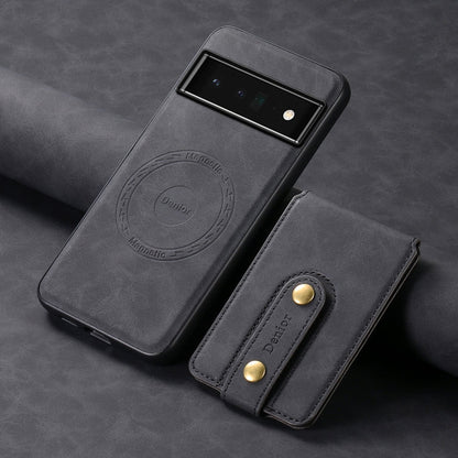 For Google Pixel 6 Pro Denior D14 NK Retro Pattern MagSafe Magnetic Card Holder Leather Phone Case(Black)
