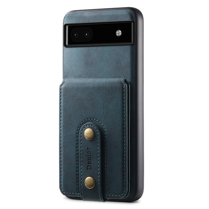 For Google Pixel 6a Denior D14 NK Retro Pattern MagSafe Magnetic Card Holder Leather Phone Case(Blue)