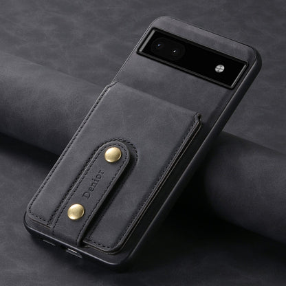 For Google Pixel 6a Denior D14 NK Retro Pattern MagSafe Magnetic Card Holder Leather Phone Case(Black)