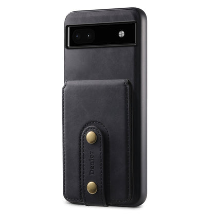For Google Pixel 6a Denior D14 NK Retro Pattern MagSafe Magnetic Card Holder Leather Phone Case(Black)