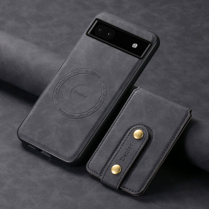 For Google Pixel 6a Denior D14 NK Retro Pattern MagSafe Magnetic Card Holder Leather Phone Case(Black)