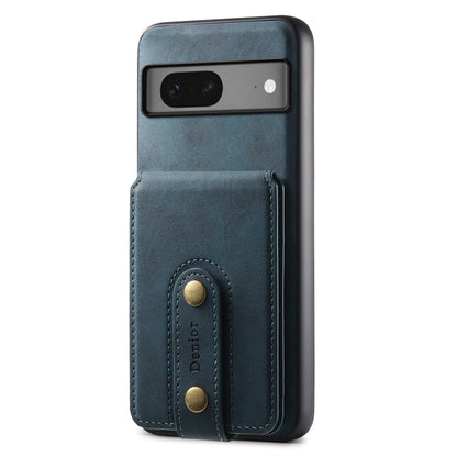 For Google Pixel 7 5G Denior D14 NK Retro Pattern MagSafe Magnetic Card Holder Leather Phone Case(Blue)