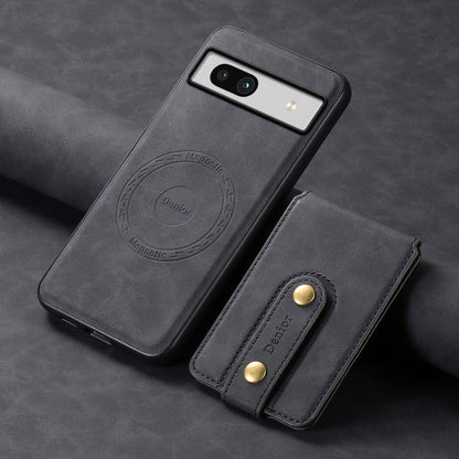 For Google Pixel 7a Denior D14 NK Retro Pattern MagSafe Magnetic Card Holder Leather Phone Case(Black)