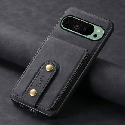 For Google Pixel 9 Denior D14 NK Retro Pattern MagSafe Magnetic Card Holder Leather Phone Case(Black)