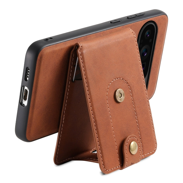 For Google Pixel 9 Pro Denior D14 NK Retro Pattern MagSafe Magnetic Card Holder Leather Phone Case(Brown)