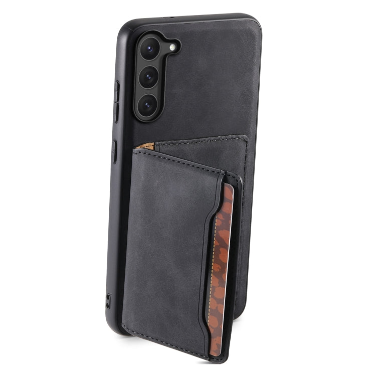 For Samsung Galaxy S23 5G Denior D13 Retro Texture Leather MagSafe Card Bag Phone Case(Black)