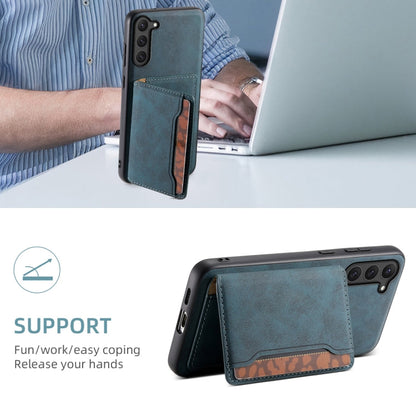 For Samsung Galaxy S23 5G Denior D13 Retro Texture Leather MagSafe Card Bag Phone Case(Blue)