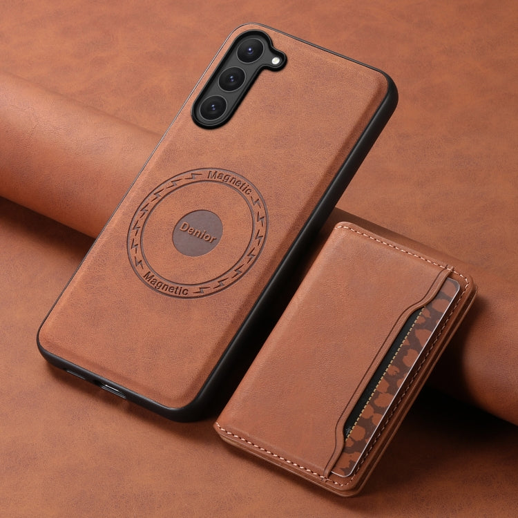 For Samsung Galaxy S23 5G Denior D13 Retro Texture Leather MagSafe Card Bag Phone Case(Brown)