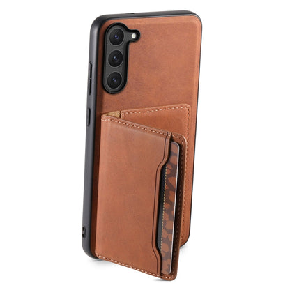 For Samsung Galaxy S23 5G Denior D13 Retro Texture Leather MagSafe Card Bag Phone Case(Brown)