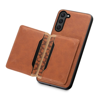 For Samsung Galaxy S23 5G Denior D13 Retro Texture Leather MagSafe Card Bag Phone Case(Brown)