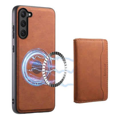 For Samsung Galaxy S23 5G Denior D13 Retro Texture Leather MagSafe Card Bag Phone Case(Brown)