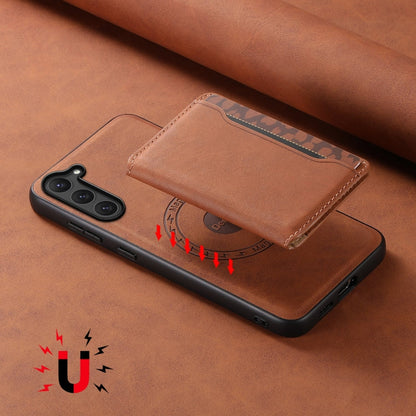 For Samsung Galaxy S23 5G Denior D13 Retro Texture Leather MagSafe Card Bag Phone Case(Brown)