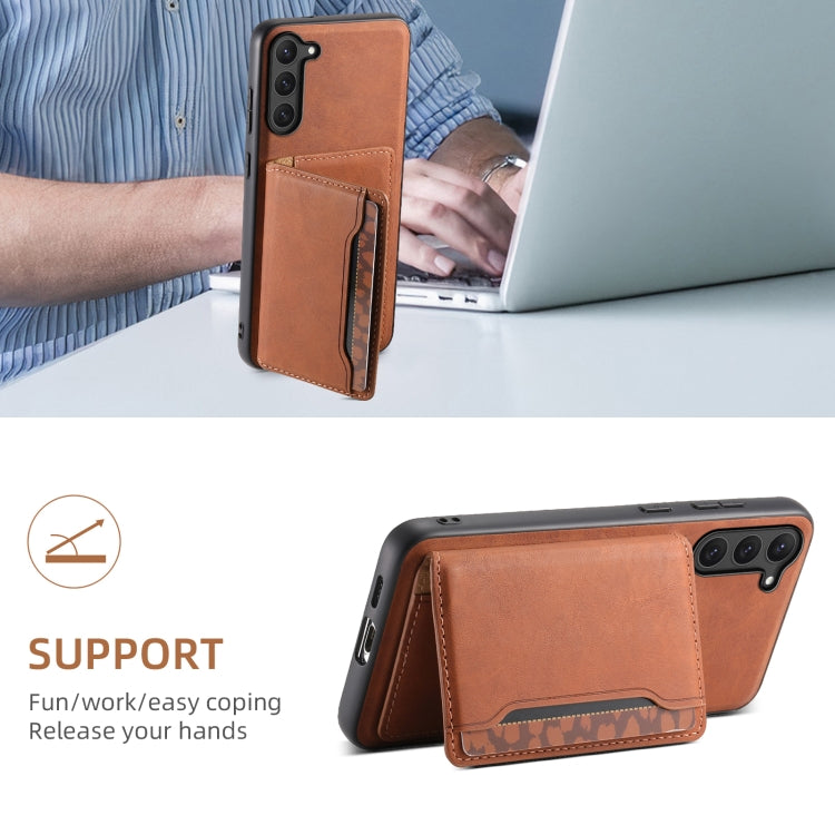 For Samsung Galaxy S23 5G Denior D13 Retro Texture Leather MagSafe Card Bag Phone Case(Brown)