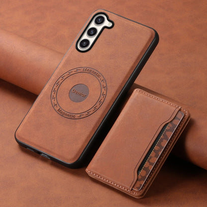 For Samsung Galaxy S23+ 5G Denior D13 Retro Texture Leather MagSafe Card Bag Phone Case(Brown)