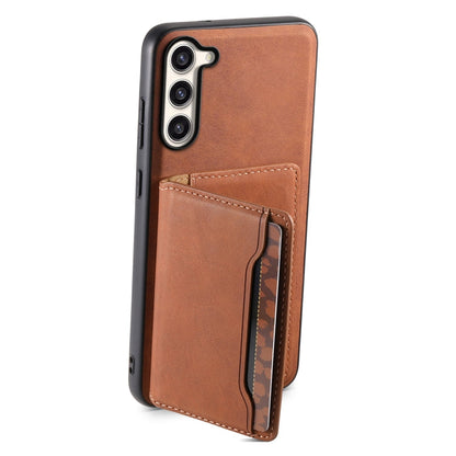 For Samsung Galaxy S23+ 5G Denior D13 Retro Texture Leather MagSafe Card Bag Phone Case(Brown)