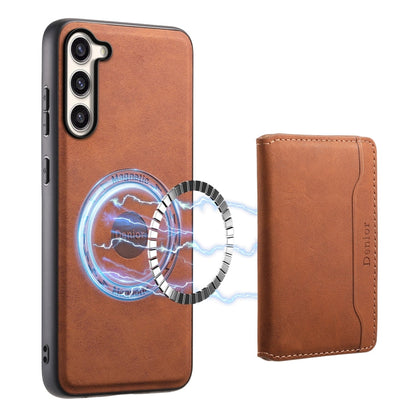 For Samsung Galaxy S23+ 5G Denior D13 Retro Texture Leather MagSafe Card Bag Phone Case(Brown)