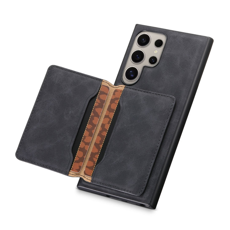 For Samsung Galaxy S23 Ultra 5G Denior D13 Retro Texture Leather MagSafe Card Bag Phone Case(Black)